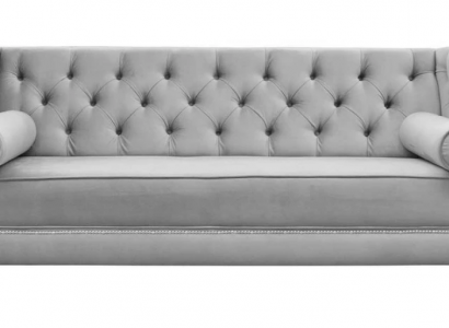 Luxury Gray Chesterfield Velvet Three-Seater Upholstered Furniture Hotel Living Room Practice